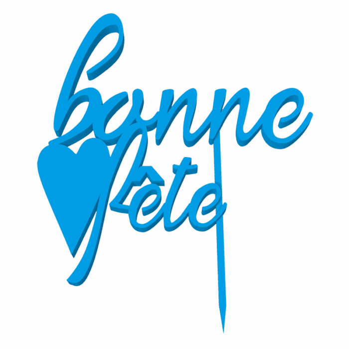 Cake Topper Coeur Bonne Fête - Fichier 3D STL