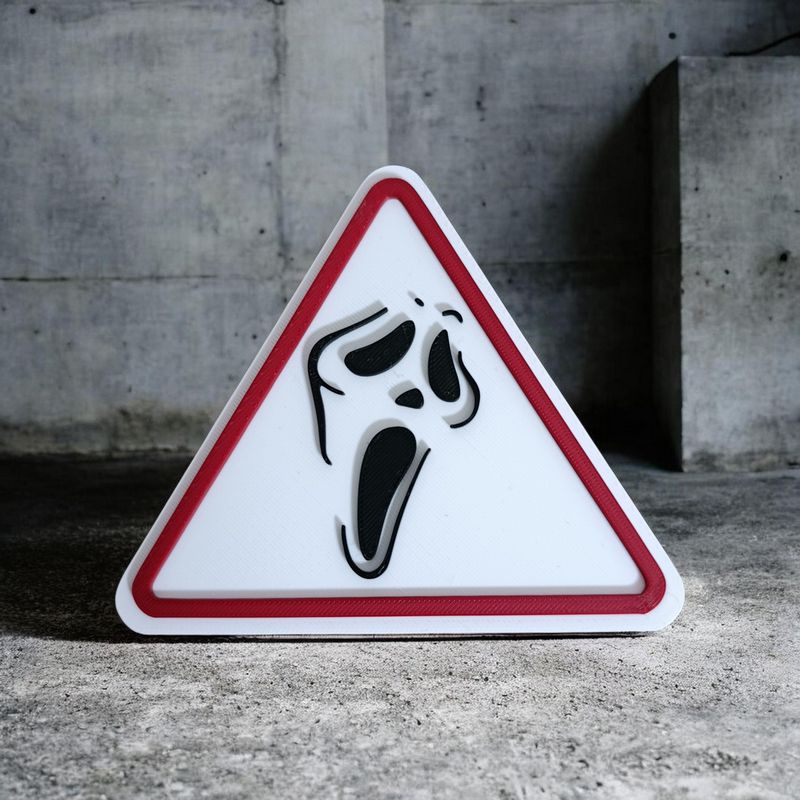 Panneau 3D ⚠ Attention Fantôme 👻