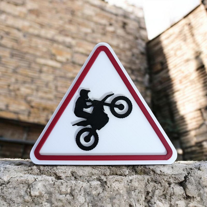 Panneau 3D ⚠ Attention Moto Cross