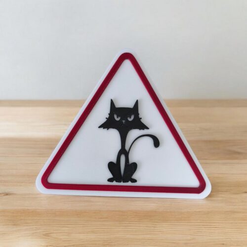 Panneau 3D ⚠️ Attention Chat méchant | Le Monde du 3D