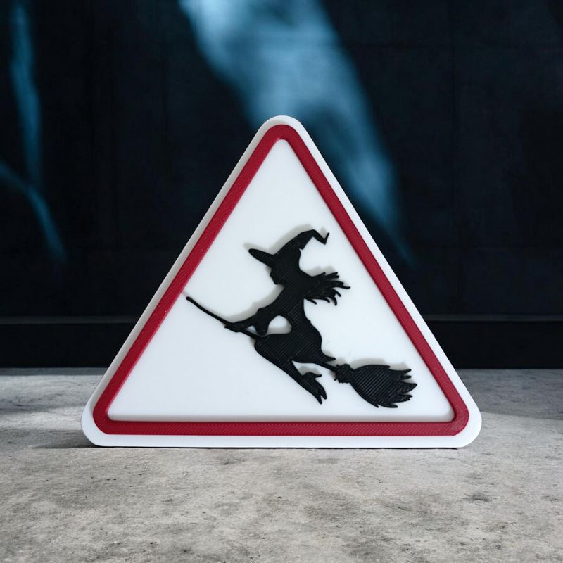 Panneau 3D ⚠ Attention Sorcière