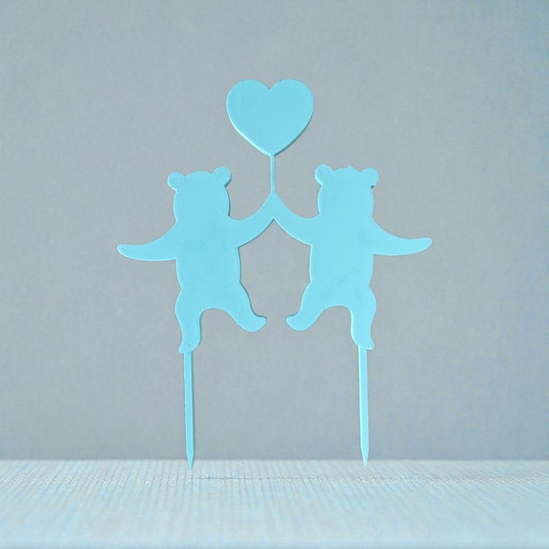 Cake Topper Oursons Coeur | Le Monde du 3D