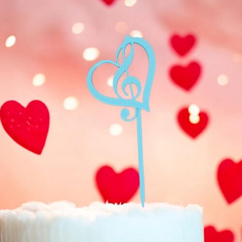 Cake Topper Coeur Note de musique | Le Monde du 3D