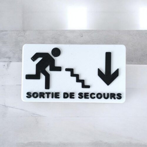 Panneau de signalisation 3D Sortie de secours / Escalier d&rsquo;évacuation | Le Monde du 3D