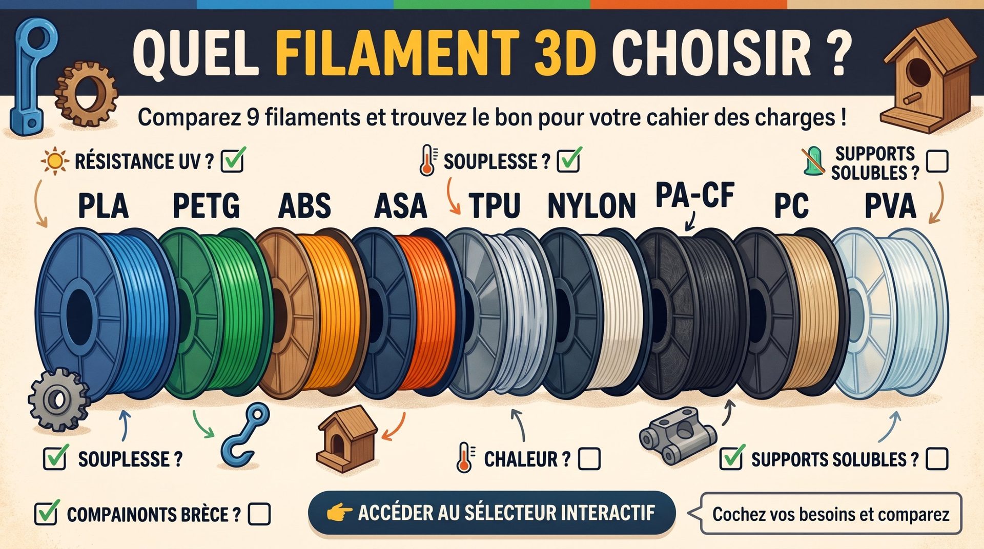Quel filament 3D choisir ? Le guide pratique selon vos besoins